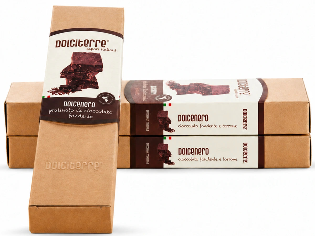 Dolcenero cioccolato fondente pralinato con torrone 120 g