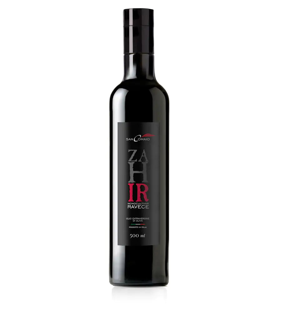 Bottiglia di Zahir olio extravergine di oliva fruttato intenso San Comaio 500 ml